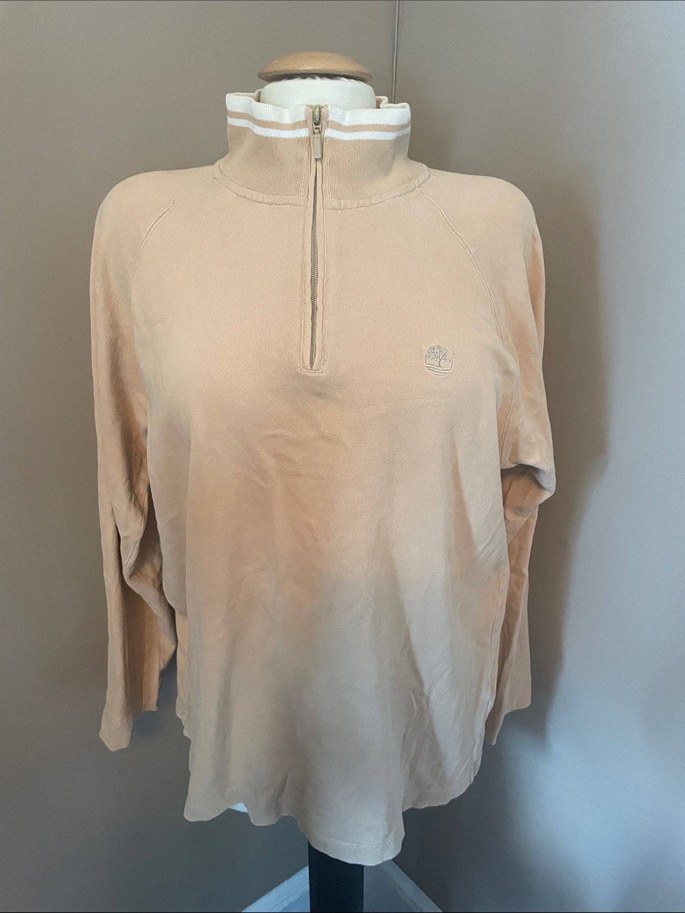 Timberland  Beige Quarter-Zip Pullover Sweater - men’s sz L